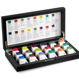 Pure Tea Theekist zwart gevuld 18 vaks met 16 smaken